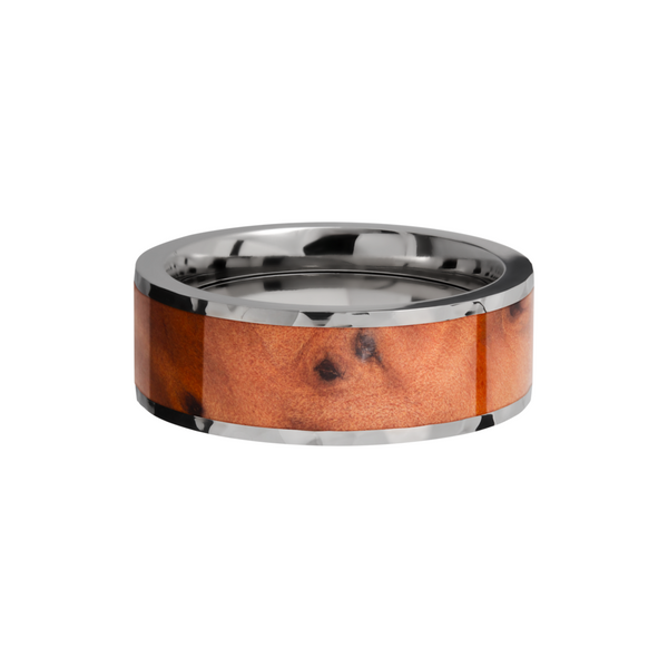Titanium 8mm flat band with an inlay of Thuya Burl hardwood Image 3 Toner Jewelers Overland Park, KS