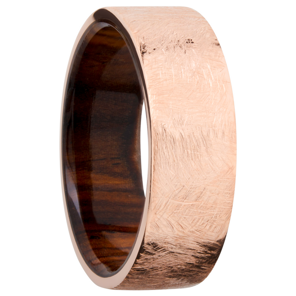 14K Rose gold 8mm flat band with a hardwood sleeve of Natcoco Image 2 Raleigh Diamond Fine Jewelry Raleigh, NC