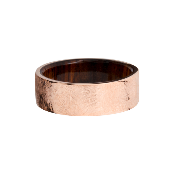 14K Rose gold 8mm flat band with a hardwood sleeve of Natcoco Image 3 H. Brandt Jewelers Natick, MA