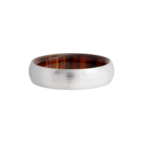 Cobalt chrome 6mm domed band with a hardwood sleeve of Desert Ironwood Image 3 Cozzi Jewelers Newtown Square, PA