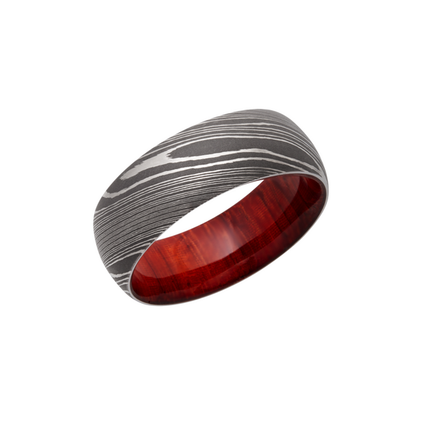 Titanium 8mm domed band with a hardwood sleeve of Padauk Cozzi Jewelers Newtown Square, PA