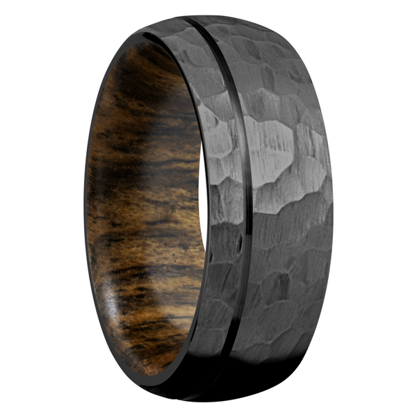 Zirconium 8mm domed band with 1, .5mm groove and a sleeve of Bocote hardwood Image 2 Toner Jewelers Overland Park, KS