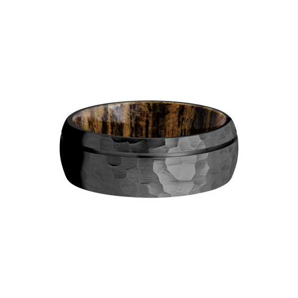 Zirconium 8mm domed band with 1, .5mm groove and a sleeve of Bocote hardwood Image 3 Cozzi Jewelers Newtown Square, PA