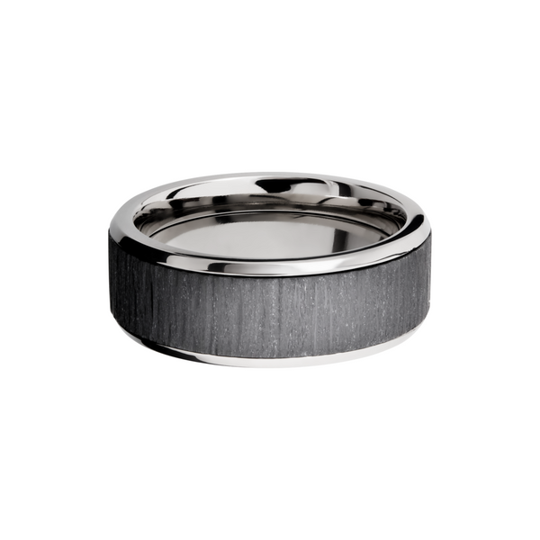 Titanium 8mm beveled band with an inlay of Zirconium Image 3 Toner Jewelers Overland Park, KS