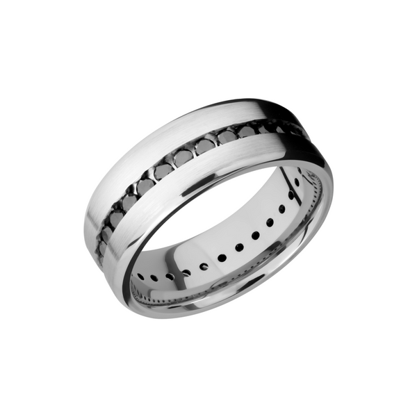 Platinum 8mm beveled band with eternity-set .04ct black diamonds Mead Jewelers Enid, OK