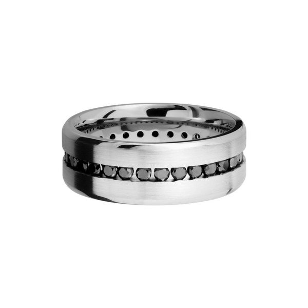 Platinum 8mm beveled band with eternity-set .04ct black diamonds Image 3 Gala Jewelers Inc. White Oak, PA