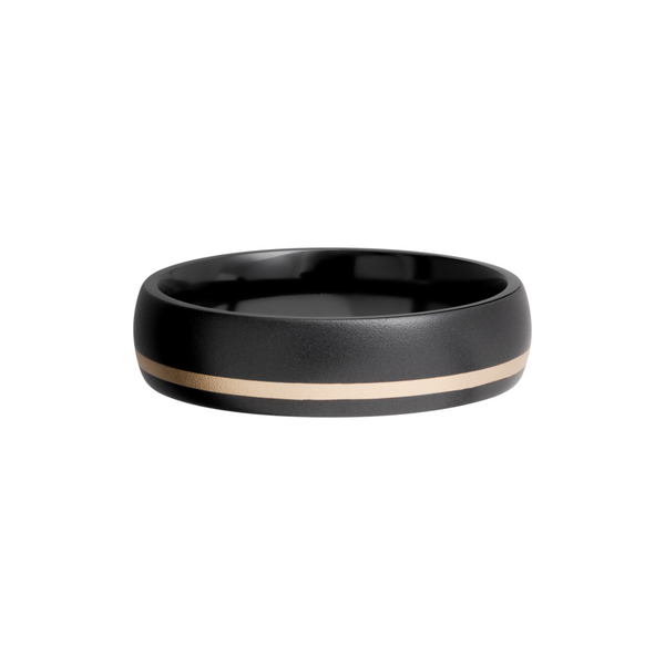 Zirconium 6mm domed band with an off center inlay of 14K yellow gold Image 3 Toner Jewelers Overland Park, KS