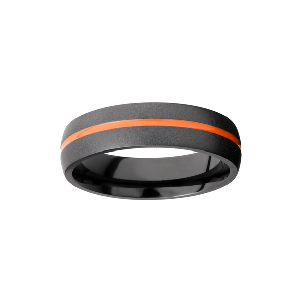 Zirconium 6mm domed band with a 1mm groove featuring Hunter Orange Cerakote Image 2 Cozzi Jewelers Newtown Square, PA