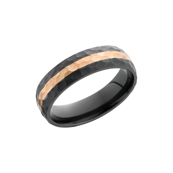 Zirconium 6mm domed band with an inlay of 14K rose gold Cozzi Jewelers Newtown Square, PA