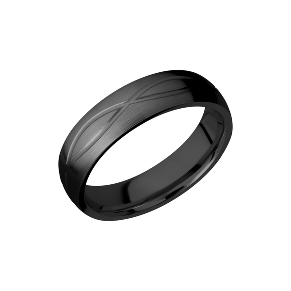 Zirconium 6mm domed band with a laser-carved infinity pattern Toner Jewelers Overland Park, KS