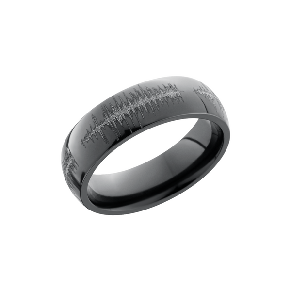 Zirconium 6mm domed band with a laser-carved soundwave Cozzi Jewelers Newtown Square, PA