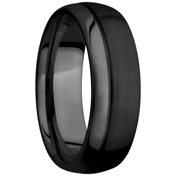 Zirconium 7mm domed band with an off center .5mm groove Image 2 Toner Jewelers Overland Park, KS