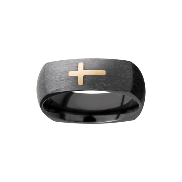Zirconium 7mm domed square brand with a 14K yellow gold cross pattern  Image 2 Cozzi Jewelers Newtown Square, PA