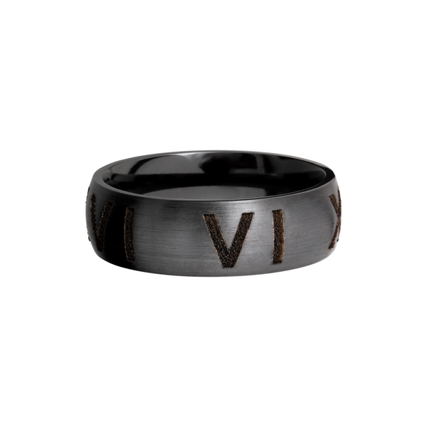 Zirconium 7mm domed band with laser-carved roman numerals Image 3 Cozzi Jewelers Newtown Square, PA