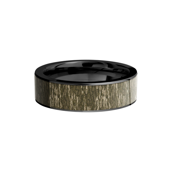 Cobalt chrome 7mm flat band with a 6mm inlay of Mossy Oak Bottomland Camo Image 3 Quality Gem LLC Bethel, CT