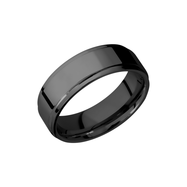 Zirconium 7mm flat band with grooved edges Cozzi Jewelers Newtown Square, PA