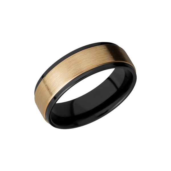Zirconium 7mm flat band with grooved edges and an inlay of 14K yellow gold Toner Jewelers Overland Park, KS