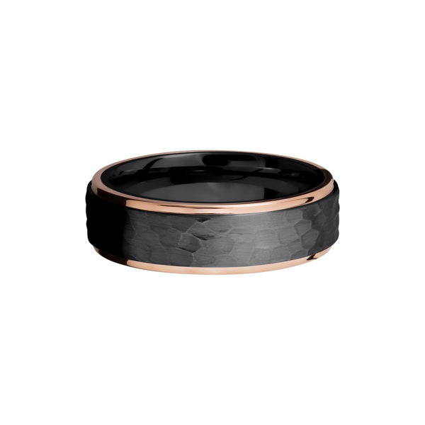 Zirconium 7mm flat band with 14K rose gold grooved edges Image 3 Cozzi Jewelers Newtown Square, PA