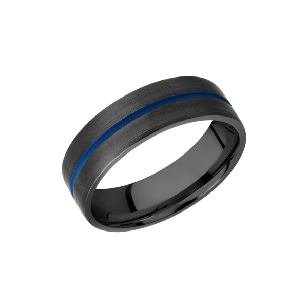 Zirconium 7mm flat band with 1, 1mm blue Cerakote groove Cozzi Jewelers Newtown Square, PA