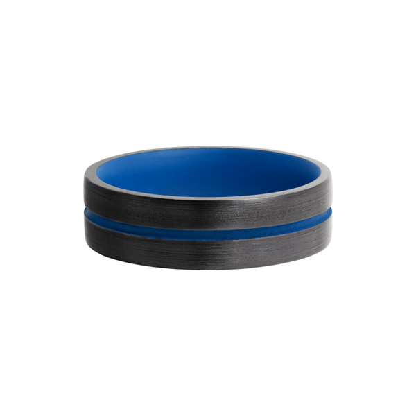 Zirconium 6mm domed band with a 1mm groove featuring Royal Blue Cerakote Image 3 Toner Jewelers Overland Park, KS