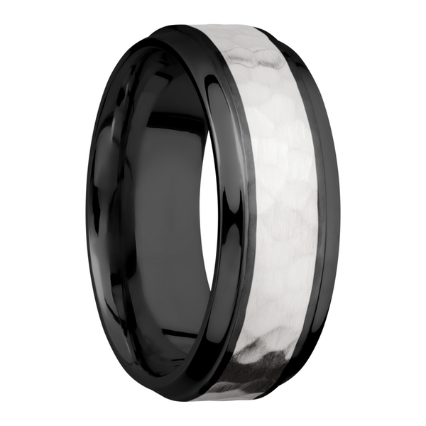 Zirconium 8mm beveled band with an inlay of sterling silver Image 2 Toner Jewelers Overland Park, KS