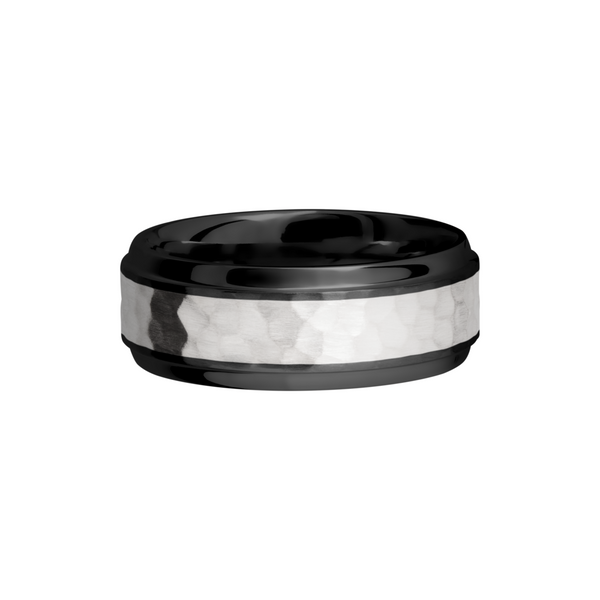 Zirconium 8mm beveled band with an inlay of sterling silver Image 3 Toner Jewelers Overland Park, KS