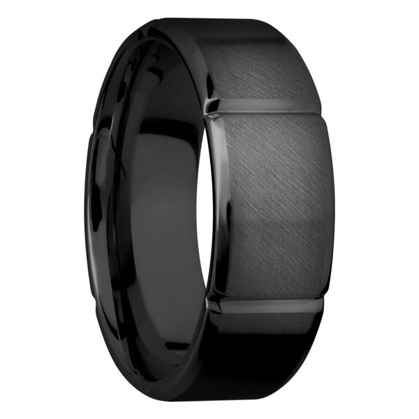Zirconium 8mm beveled band with 6 segmented sections Image 2 Cozzi Jewelers Newtown Square, PA