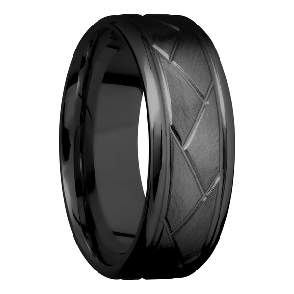 Zirconium 8mm beveled band with a laser-carved flat weave pattern Image 2 Cozzi Jewelers Newtown Square, PA