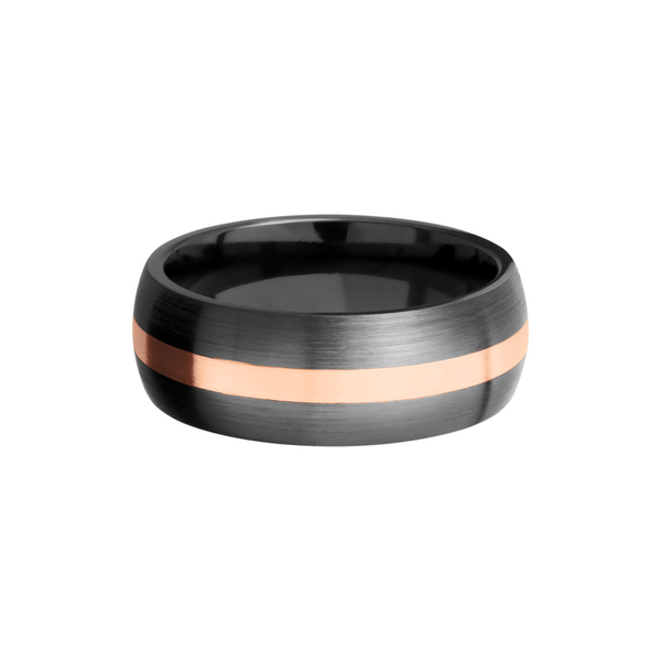 Zirconium 8mm domed band with an inlay of 14K rose gold Image 3 Quality Gem LLC Bethel, CT