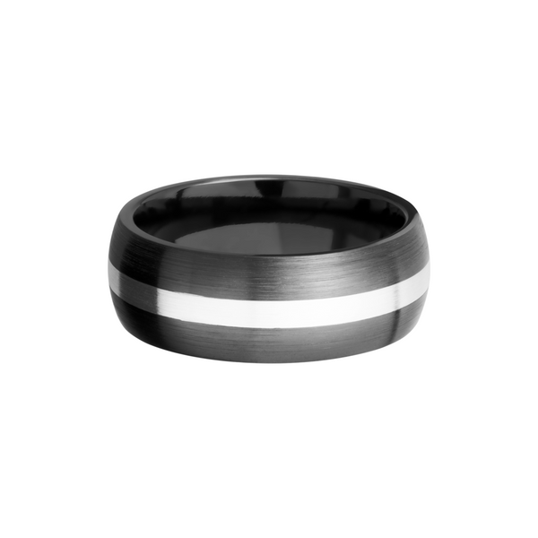 Zirconium 8mm domed band with an inlay of sterling silver Image 3 Quality Gem LLC Bethel, CT