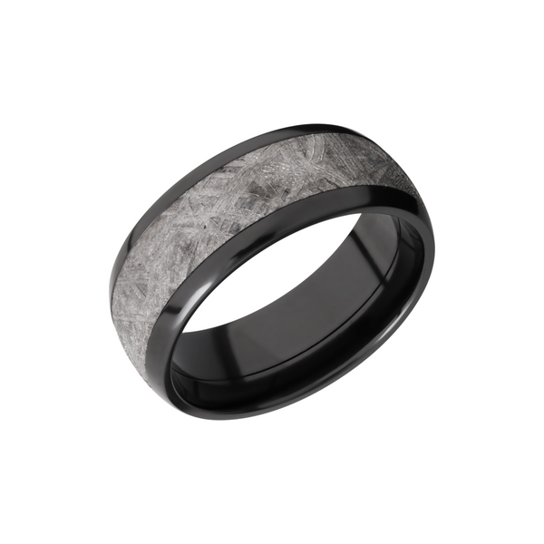 Zirconium 8mm domed band with an inlay of authentic Gibeon Meteorite Toner Jewelers Overland Park, KS