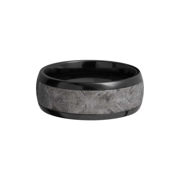 Zirconium 8mm domed band with an inlay of authentic Gibeon Meteorite Image 3 Cozzi Jewelers Newtown Square, PA