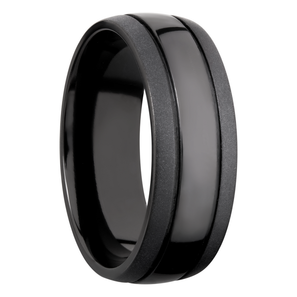 Zirconium 8mm domed band with 2, .5mm grooves Image 2 Toner Jewelers Overland Park, KS
