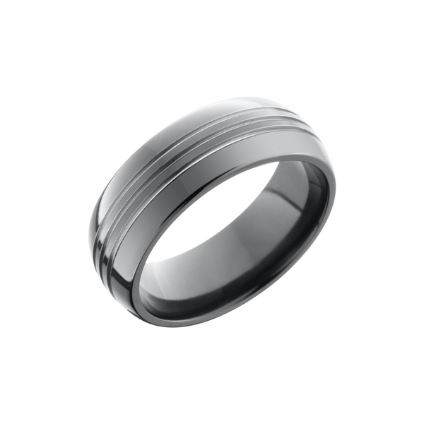Zirconium 8mm domed band with 3, .5mm grooves Toner Jewelers Overland Park, KS