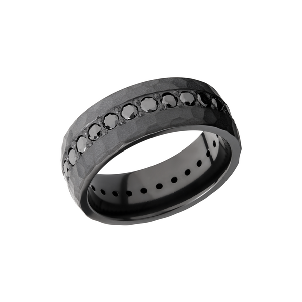 Zirconium 8mm domed band with .06ct bead-set eternity black diamonds Comstock Jewelers Edmonds, WA