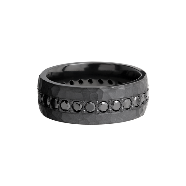 Zirconium 8mm domed band with .06ct bead-set eternity black diamonds Image 3 Castle Couture Fine Jewelry Manalapan, NJ