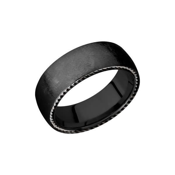 Zirconium 8mm domed band with sterling silver sidebraid edging Cozzi Jewelers Newtown Square, PA