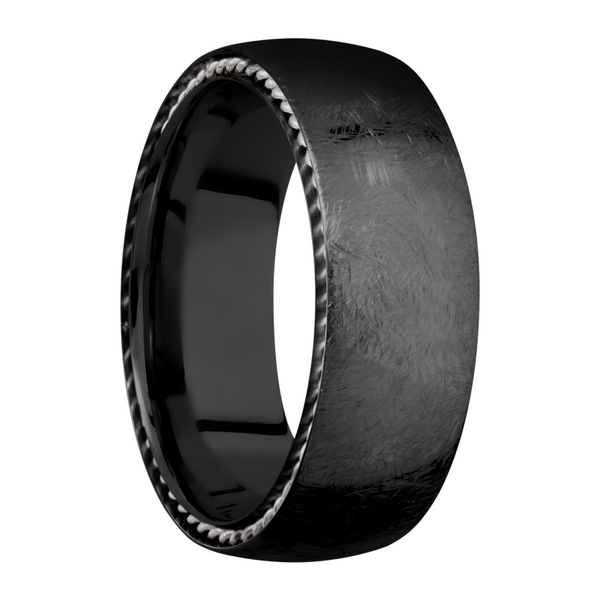 Zirconium 8mm domed band with sterling silver sidebraid edging Image 2 Cozzi Jewelers Newtown Square, PA