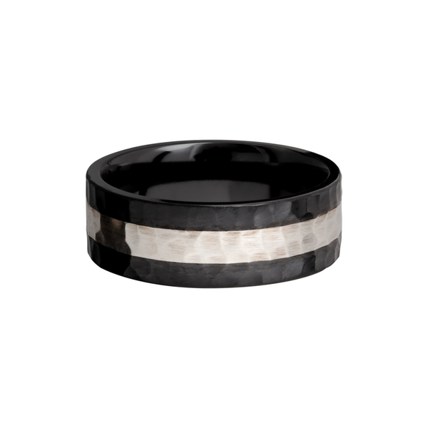 Zirconium 8mm flat band with an inlay of sterling silver Image 3 Quality Gem LLC Bethel, CT
