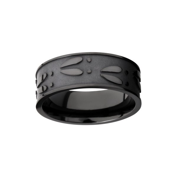 Zirconium 8mm flat band with a laser-carved deer track pattern Image 2 Cozzi Jewelers Newtown Square, PA