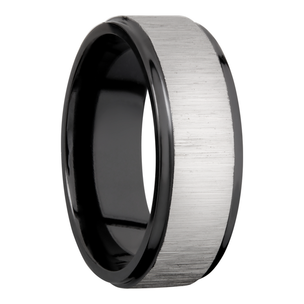 Zirconium 8mm flat band with grooved edges Image 2 Cozzi Jewelers Newtown Square, PA
