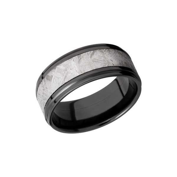 Zirconium 9mm flat band with an inlay of authentic Gibeon Meteorite Cozzi Jewelers Newtown Square, PA
