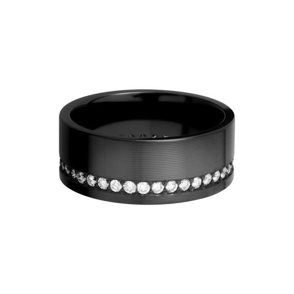 Zirconium 9mm flat band with off-centered bead-set eternity .02ct diamonds Image 3 Futer Bros Jewelers York, PA
