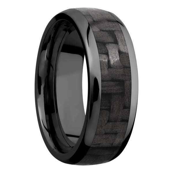 Zirconium 8mm domed band with a 5mm inlay of black Carbon Fiber Image 2 Cozzi Jewelers Newtown Square, PA