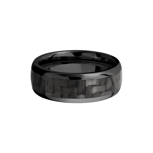 Zirconium 8mm domed band with a 5mm inlay of black Carbon Fiber Image 3 Toner Jewelers Overland Park, KS