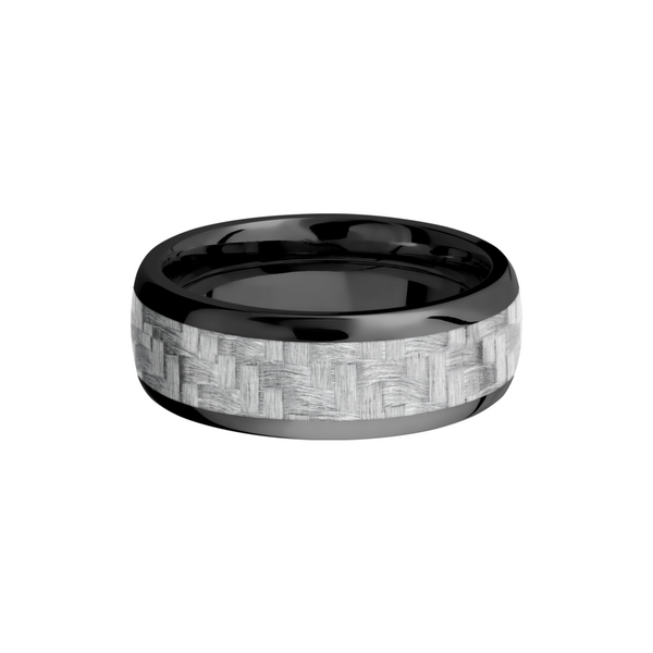 Zirconium 8mm domed band with a 5mm inlay of silver Carbon Fiber Image 3 Toner Jewelers Overland Park, KS
