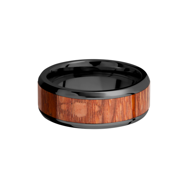 Zirconium 8mm beveled band with an inlay of Leopard hardwood Image 3 Cozzi Jewelers Newtown Square, PA