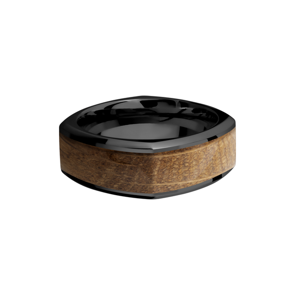 Zirconium 8mm beveled square band with an inlay of Whiskey Barrel hardwood Image 3 Quality Gem LLC Bethel, CT