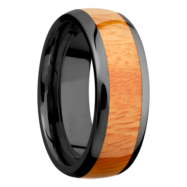 Zirconium 8mm domed band with an inlay of Osage Orange hardwood Image 2 Cozzi Jewelers Newtown Square, PA