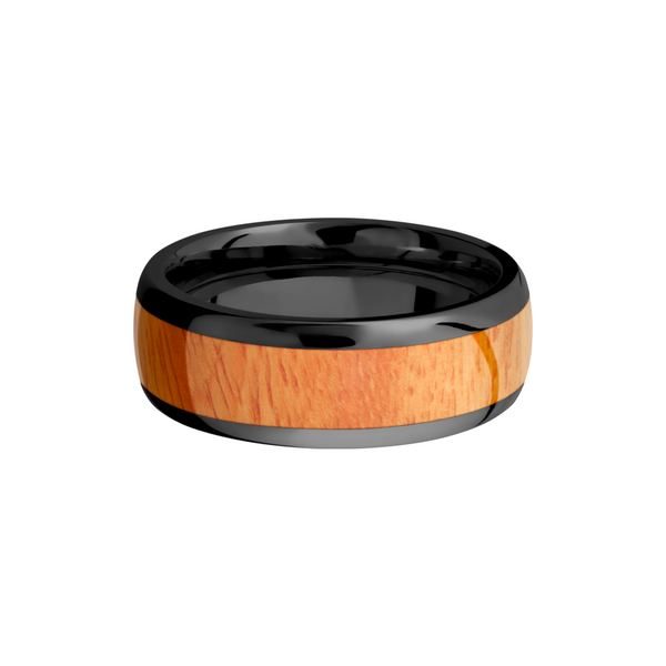 Zirconium 8mm domed band with an inlay of Osage Orange hardwood Image 3 Quality Gem LLC Bethel, CT